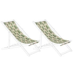 Beliani - ANZIO|AVELLINO - Ligstoel Doek Set Van 2 - Roze - Polyester