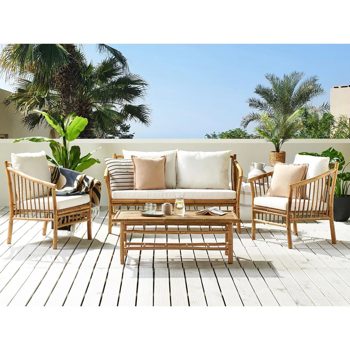 Beliani - MAGGIORE - Loungeset Voor 4 - Lichte Houtkleur - Bamboehout Beliani - MAGGIORE - Loungeset Voor 4 - Lichte Houtkleur - Bamboehout -Tuin & Buiten 10102531