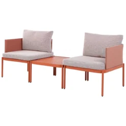Beliani - TERRACINA - Loungeset Voor 2 - Oranje - Aluminium 3 Beliani - TERRACINA - Loungeset Voor 2 - Oranje - Aluminium -Tuin & Buiten 10442216
