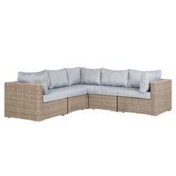 Beliani - CONTARE - Loungeset Voor 6 - Bruin - Linkszijdig - PE Rotan -Tuin & Buiten 10547720