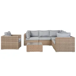 Beliani - CONTARE - Loungeset Voor 6 - Bruin - Linkszijdig - PE Rotan