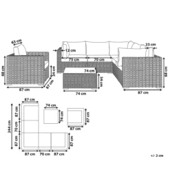 Beliani - CONTARE - Loungeset Voor 6 - Bruin - Linkszijdig - PE Rotan -Tuin & Buiten 10547742