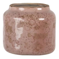 Clayre & Eef Bloempot Ø 18x16 Cm Roze Keramiek Rond Bloempot Binnen