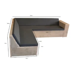 Wood4you Loungeset 1 Steigerhout 210x200 Cm - L-vorm - Incl Kussens 2 Wood4you Loungeset 1 Steigerhout 210x200 Cm - L-vorm - Incl Kussens -Tuin & Buiten 10689594