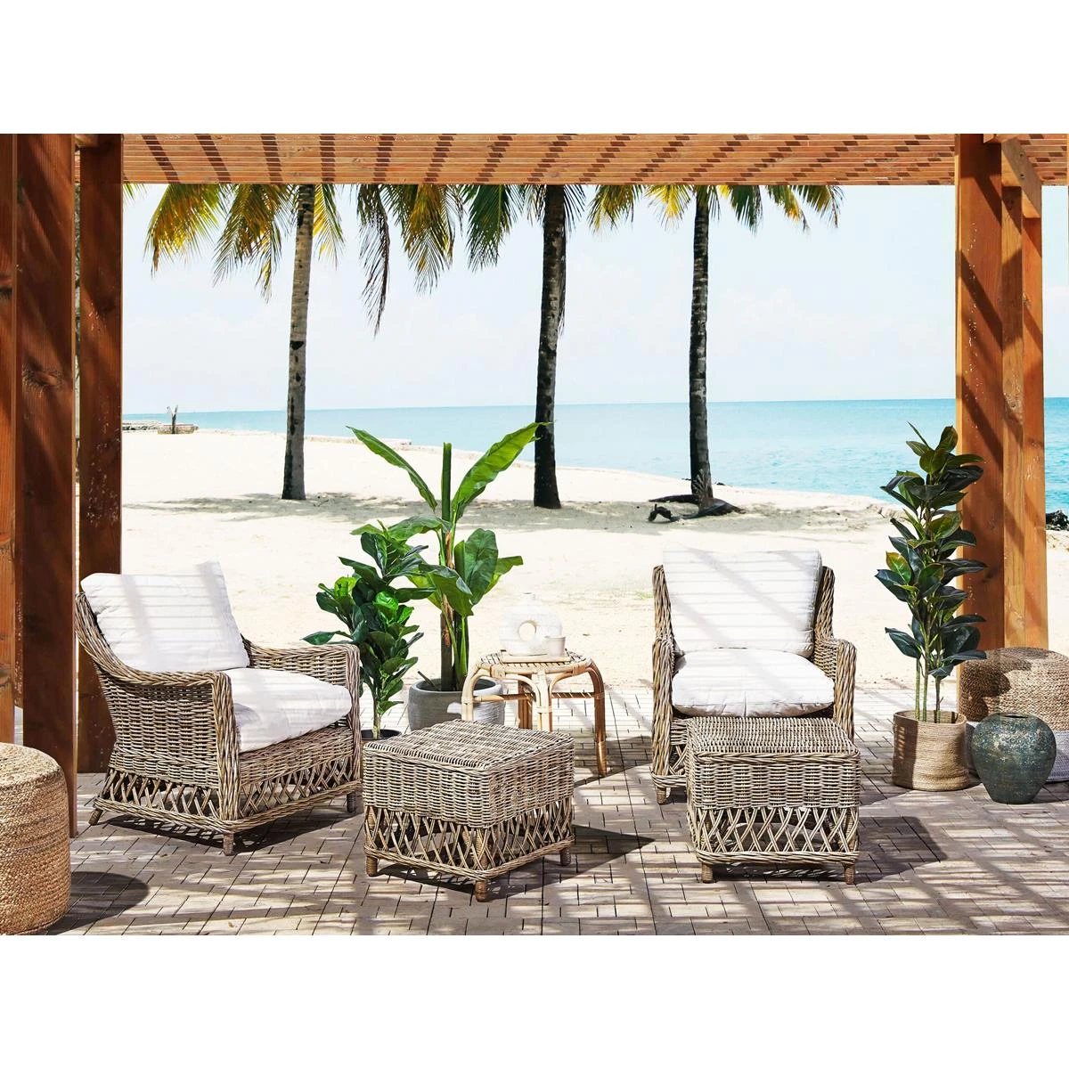 Beliani - RIBOLLA - Tuinstoel Set Van 2 - Natuurlijk - Rotan Beliani - RIBOLLA - Tuinstoel Set Van 2 - Natuurlijk - Rotan -Tuin & Buiten 10793057