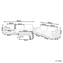 Beliani-TIMOR-Loungeset 5-Mahonie-FSC® Gecertificeerd Acaciahout 10 Beliani-TIMOR-Loungeset 5-Mahonie-FSC® Gecertificeerd Acaciahout -Tuin & Buiten 10795349
