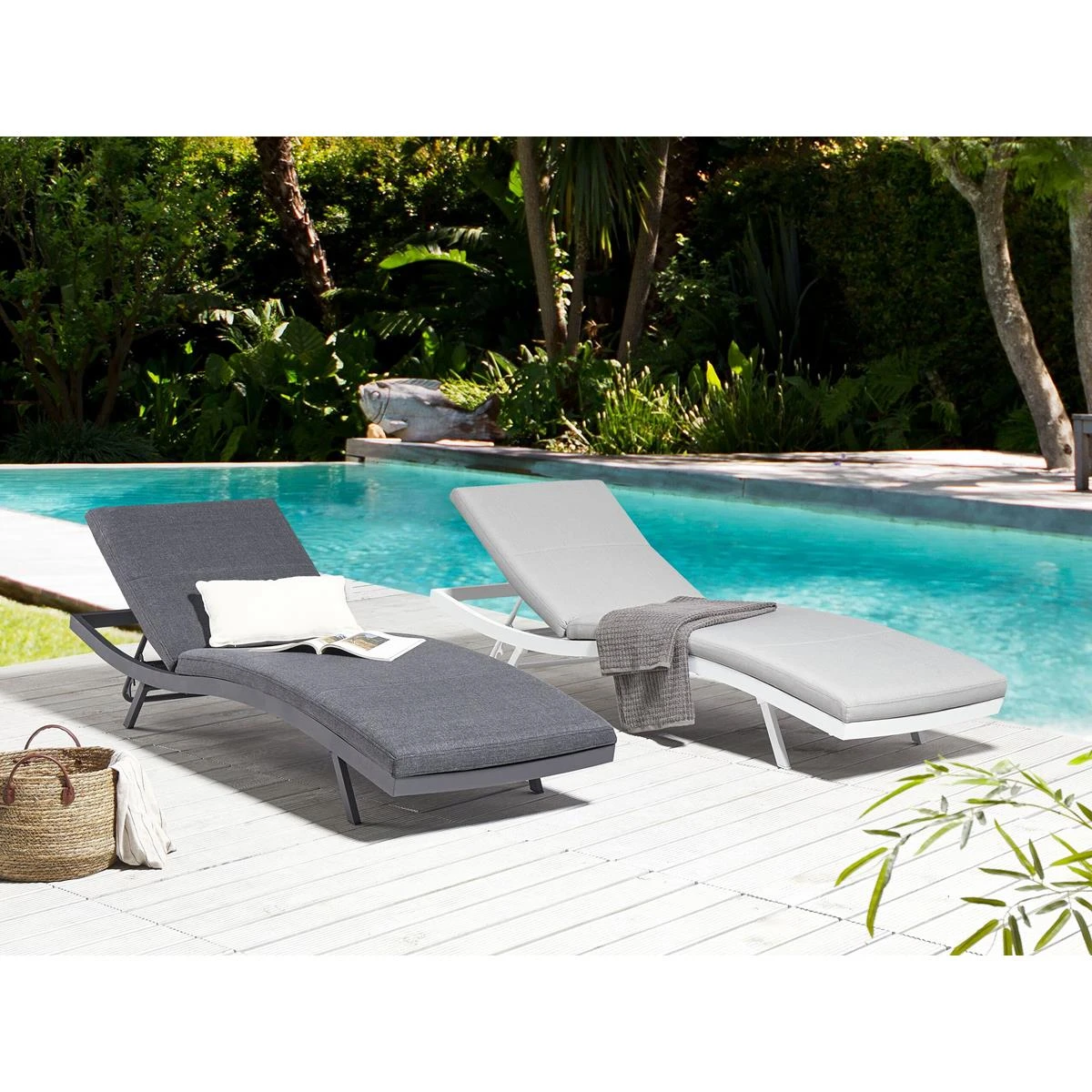 Beliani - AMELIA - Ligstoel - Donkergrijs - Textiel Beliani - AMELIA - Ligstoel - Donkergrijs - Textiel -Tuin & Buiten 10819834