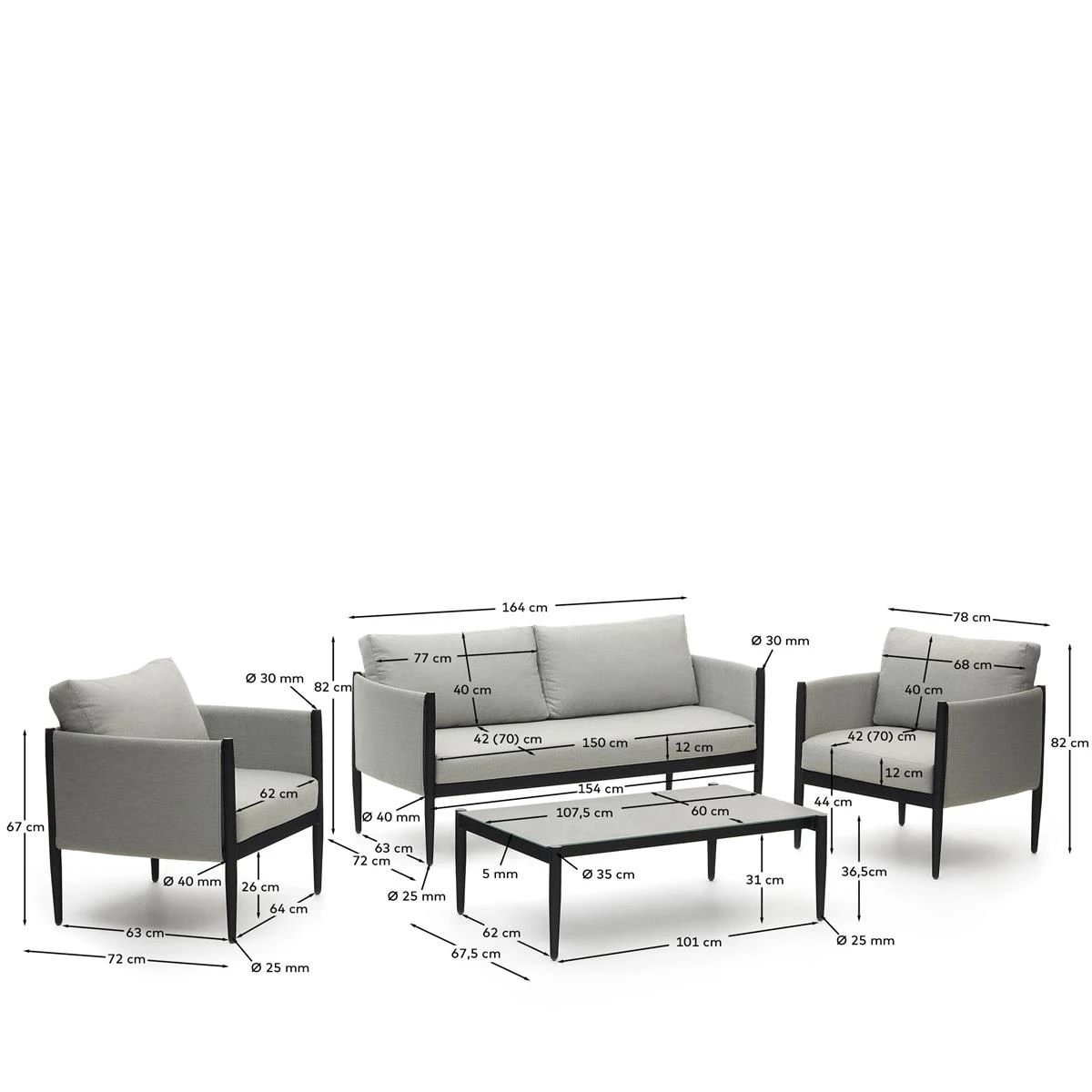 Kave Home - Satuna Set Van 2 Fauteuils, 2-zitsbank En Salontafel In Kave Home - Satuna Set Van 2 Fauteuils, 2-zitsbank En Salontafel In -Tuin & Buiten 10855194