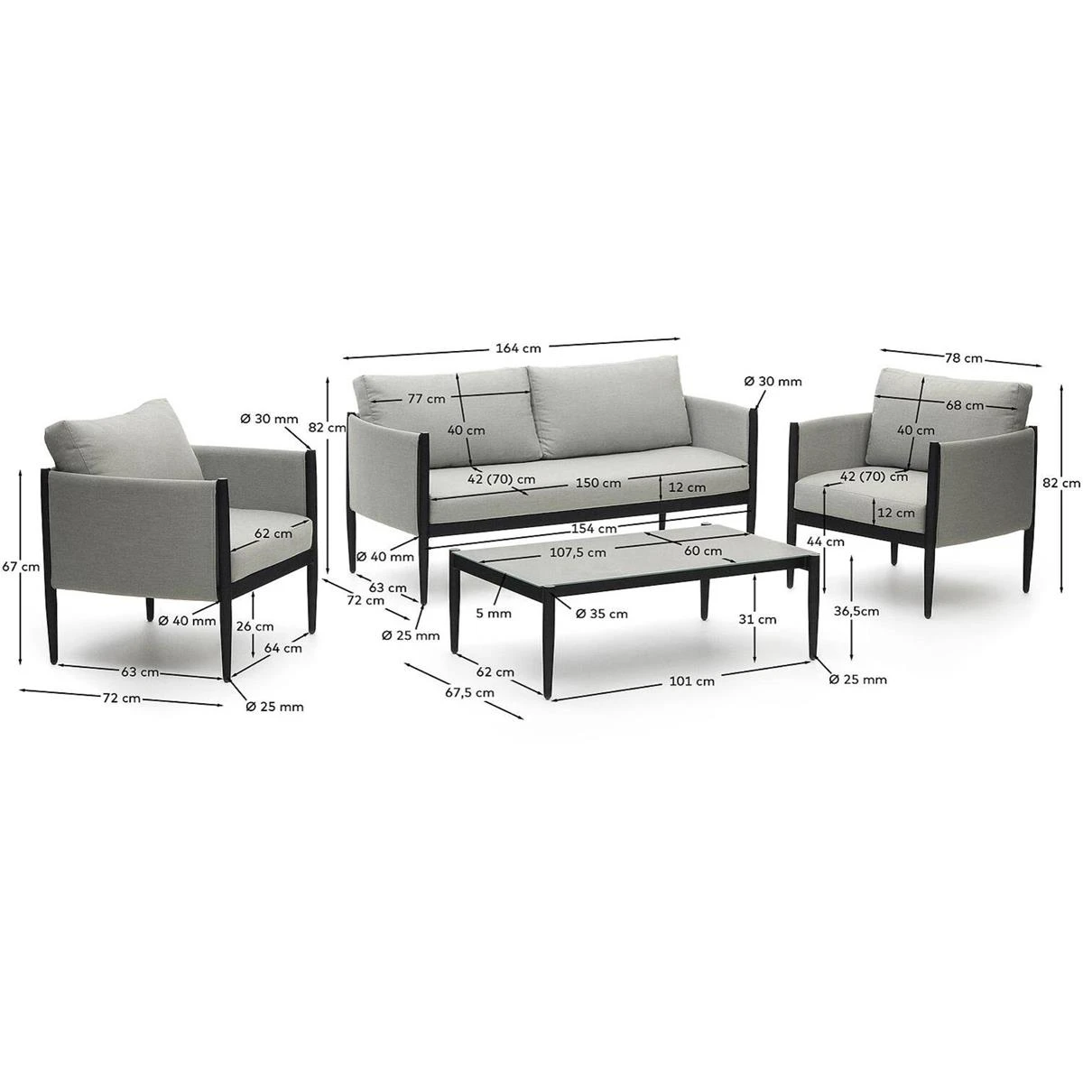 Kave Home - Satuna Set Van 2 Fauteuils, 2-zitsbank En Salontafel In Kave Home - Satuna Set Van 2 Fauteuils, 2-zitsbank En Salontafel In -Tuin & Buiten 10855221