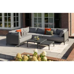 Exotan Loungeset Buiten Domino - Aluminium - Steengrijs - 88x300x225 -Tuin & Buiten 10911684