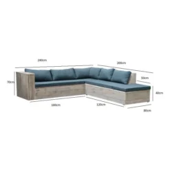 Wood4you - Loungeset 7 Steigerhout 240x200 Cm - Incl Kussens (GL-vorm) 3 Wood4you - Loungeset 7 Steigerhout 240x200 Cm - Incl Kussens (GL-vorm) -Tuin & Buiten 11070941