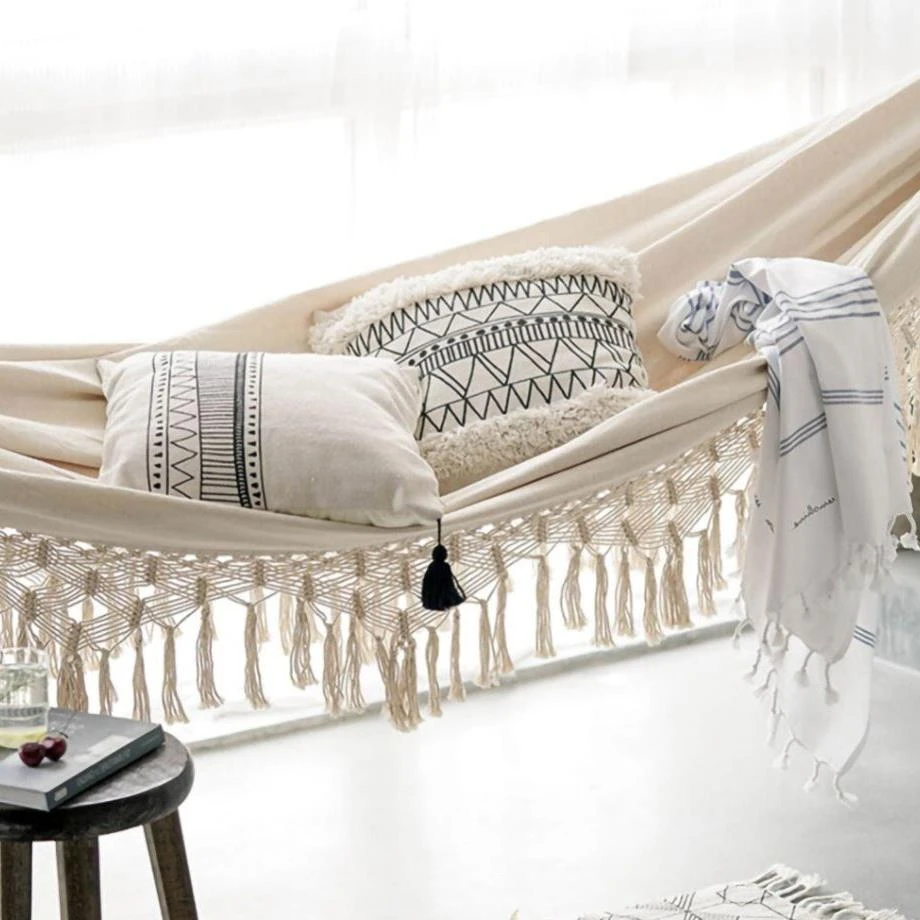 QUVIO Hangmat Katoen 280x150 Cm - Wit QUVIO Hangmat Katoen 280x150 Cm - Wit -Tuin & Buiten 11135810