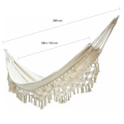 QUVIO Hangmat Katoen 280x150 Cm - Wit 2 QUVIO Hangmat Katoen 280x150 Cm - Wit -Tuin & Buiten 11135821