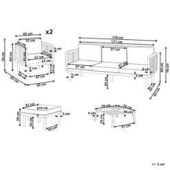 Beliani-BARATTI-Loungeset Voor 5-Lichte Houtkleur|Wit-Acaciahout 10 Beliani-BARATTI-Loungeset Voor 5-Lichte Houtkleur|Wit-Acaciahout -Tuin & Buiten 11142246