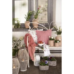 Clayre & Eef Bloempot Ø 10x10 Cm Roze Keramiek Rond Bloempot Binnen -Tuin & Buiten 11229882