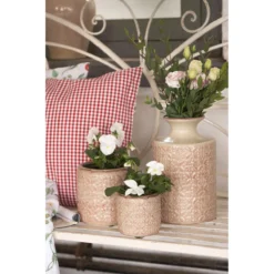 Clayre & Eef Bloempot Ø 10x10 Cm Roze Keramiek Rond Bloempot Binnen -Tuin & Buiten 11229884