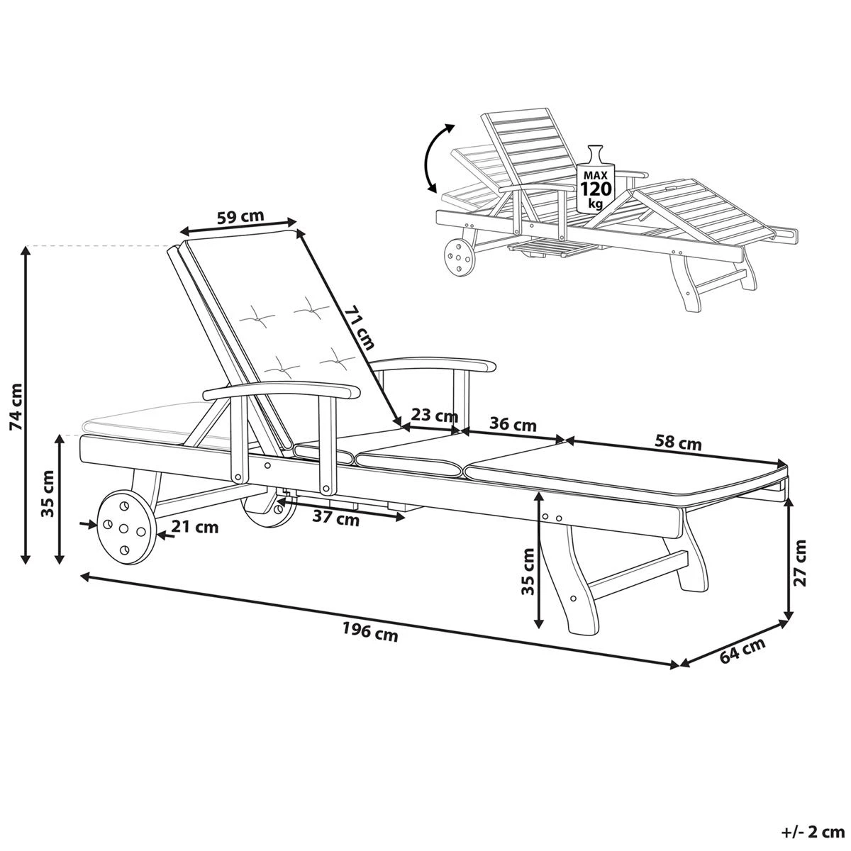 Beliani - MARLBORO | JAVA | TOSCANA - Ligstoel - Donkere Houtkleur Beliani - MARLBORO | JAVA | TOSCANA - Ligstoel - Donkere Houtkleur -Tuin & Buiten 9434720