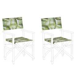 Beliani - CINE - Ligstoel Doek Set Van 2 - Groen - Polyester