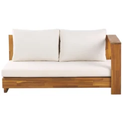 Beliani-MARETTIMO-Loungeset Voor 5-Lichte Houtkleur|Creme-Acaciahout 7 Beliani-MARETTIMO-Loungeset Voor 5-Lichte Houtkleur|Creme-Acaciahout -Tuin & Buiten 9441060