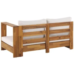 Beliani-MARETTIMO-Loungeset Voor 5-Lichte Houtkleur|Creme-Acaciahout 8 Beliani-MARETTIMO-Loungeset Voor 5-Lichte Houtkleur|Creme-Acaciahout -Tuin & Buiten 9441065