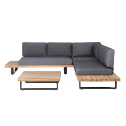 Beliani-MYKONOS-Loungeset Voor 5-Grijs-FSC® Gecertificeerd Acaciahout -Tuin & Buiten 9442329