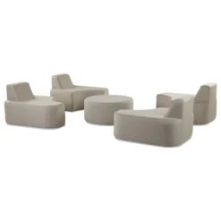 Beliani - FABRO - Loungeset Voor 4 - Grijs - Polyester