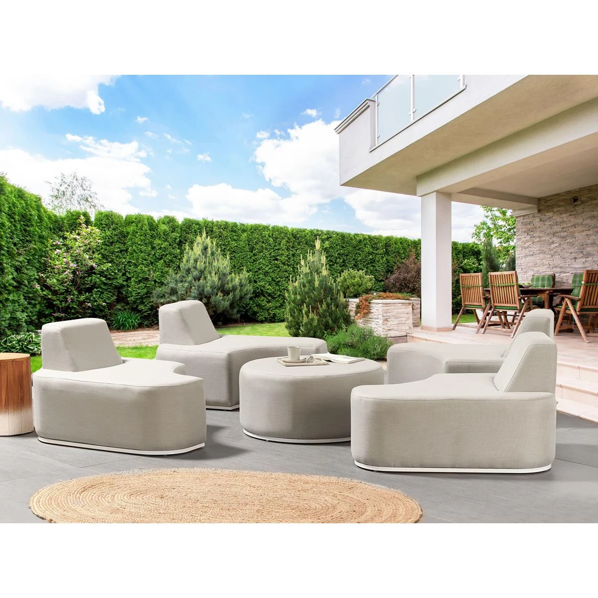 Beliani - FABRO - Loungeset Voor 4 - Grijs - Polyester Beliani - FABRO - Loungeset Voor 4 - Grijs - Polyester -Tuin & Buiten 9444062