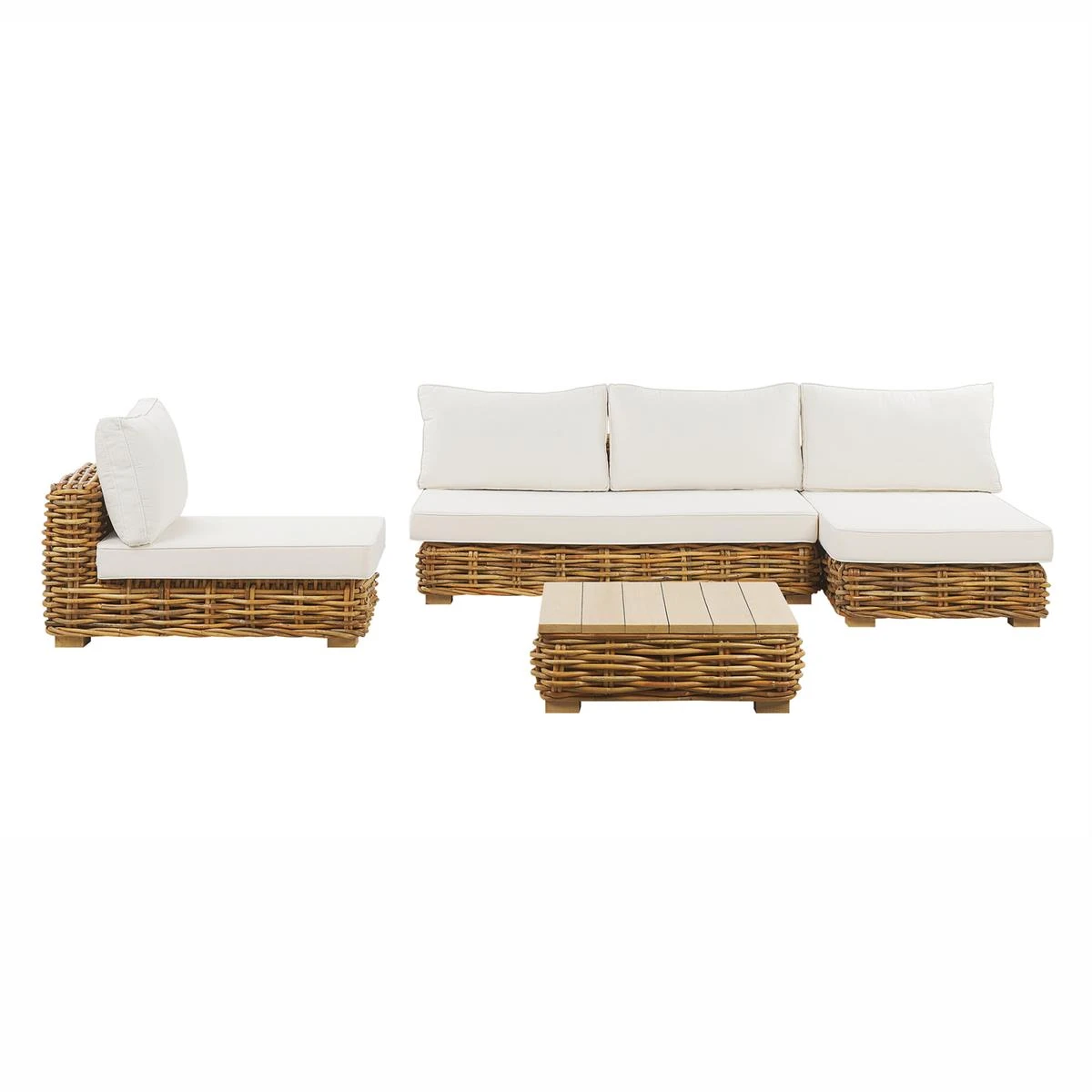 Beliani - VARALLO - Loungeset Voor 4 - Natuurlijk - Rotan Beliani - VARALLO - Loungeset Voor 4 - Natuurlijk - Rotan -Tuin & Buiten 9445827