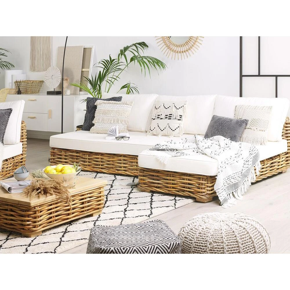 Beliani - VARALLO - Loungeset Voor 4 - Natuurlijk - Rotan Beliani - VARALLO - Loungeset Voor 4 - Natuurlijk - Rotan -Tuin & Buiten 9445838
