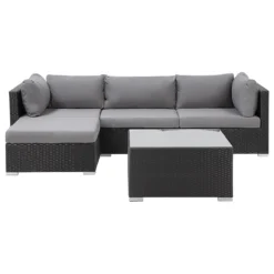 Beliani - SANO - Loungeset Voor 4 - Zwart - PE Rotan