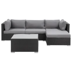 Beliani - SANO - Loungeset Voor 4 - Zwart - PE Rotan -Tuin & Buiten 9447078