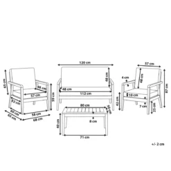 Beliani - PALLANO - Loungeset - Lichte Houtkleur - Acaciahout 10 Beliani - PALLANO - Loungeset - Lichte Houtkleur - Acaciahout -Tuin & Buiten 9447332