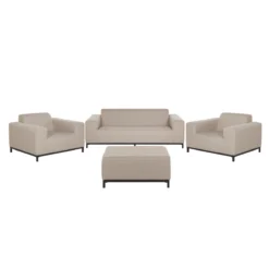 Beliani - ROVIGO - Loungeset Voor 5 - Beige|Zwart - Polyester