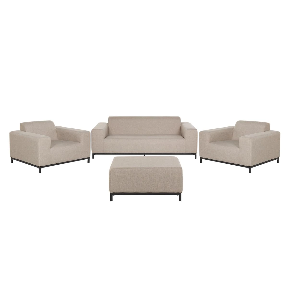 Beliani - ROVIGO - Loungeset Voor 5 - Beige|Zwart - Polyester Beliani - ROVIGO - Loungeset Voor 5 - Beige|Zwart - Polyester -Tuin & Buiten 9447336