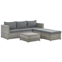 Beliani - SABBIA - Loungeset 5-zits Hoek Rechts - Grijs - PE Rotan -Tuin & Buiten 9448559