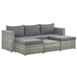 Beliani - SABBIA - Loungeset 5-zits Hoek Rechts - Grijs - PE Rotan -Tuin & Buiten 9448562