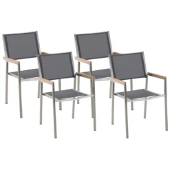 Beliani - GROSSETO - Tuinstoel Set Van 4 - Grijs - Polyester