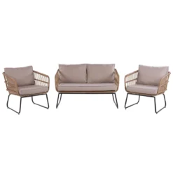 Beliani - RAVELLO - Loungeset Voor 4 - Natuurlijk - PE Rotan 2 Beliani - RAVELLO - Loungeset Voor 4 - Natuurlijk - PE Rotan -Tuin & Buiten 9454437