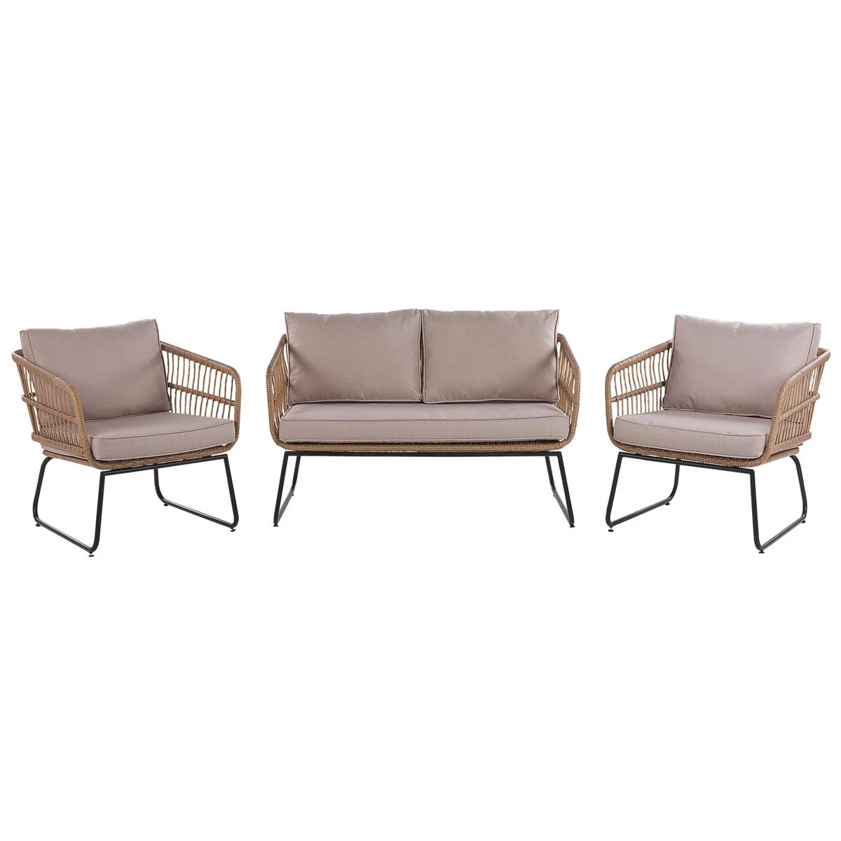 Beliani - RAVELLO - Loungeset Voor 4 - Natuurlijk - PE Rotan Beliani - RAVELLO - Loungeset Voor 4 - Natuurlijk - PE Rotan -Tuin & Buiten 9454437