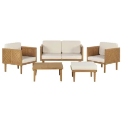 Beliani - BARATTI - Loungeset Voor 4 - Lichte Houtkleur - Acaciahout