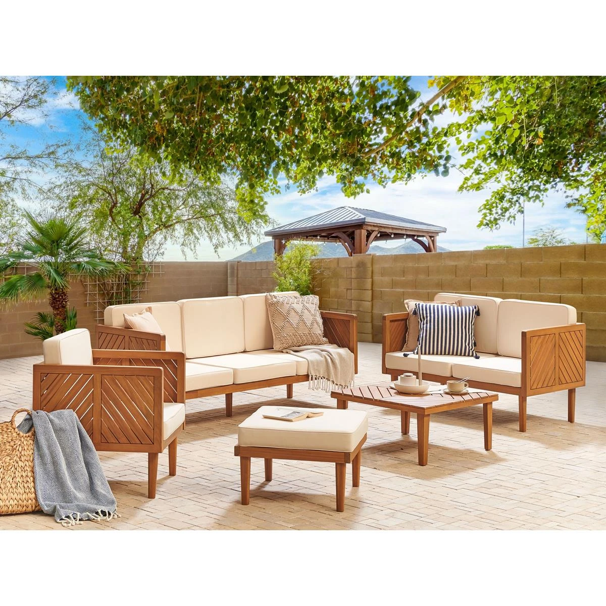 Beliani - BARATTI - Loungeset Voor 6 - Lichte Houtkleur - Acaciahout Beliani - BARATTI - Loungeset Voor 6 - Lichte Houtkleur - Acaciahout -Tuin & Buiten 9527995