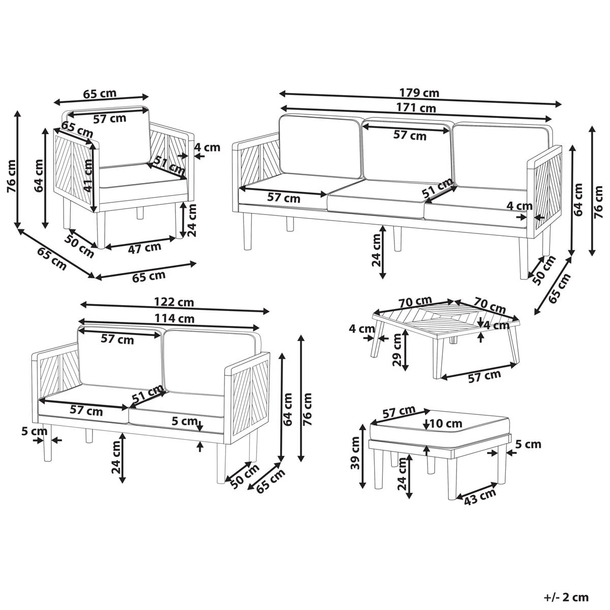 Beliani - BARATTI - Loungeset Voor 6 - Lichte Houtkleur - Acaciahout Beliani - BARATTI - Loungeset Voor 6 - Lichte Houtkleur - Acaciahout -Tuin & Buiten 9528008